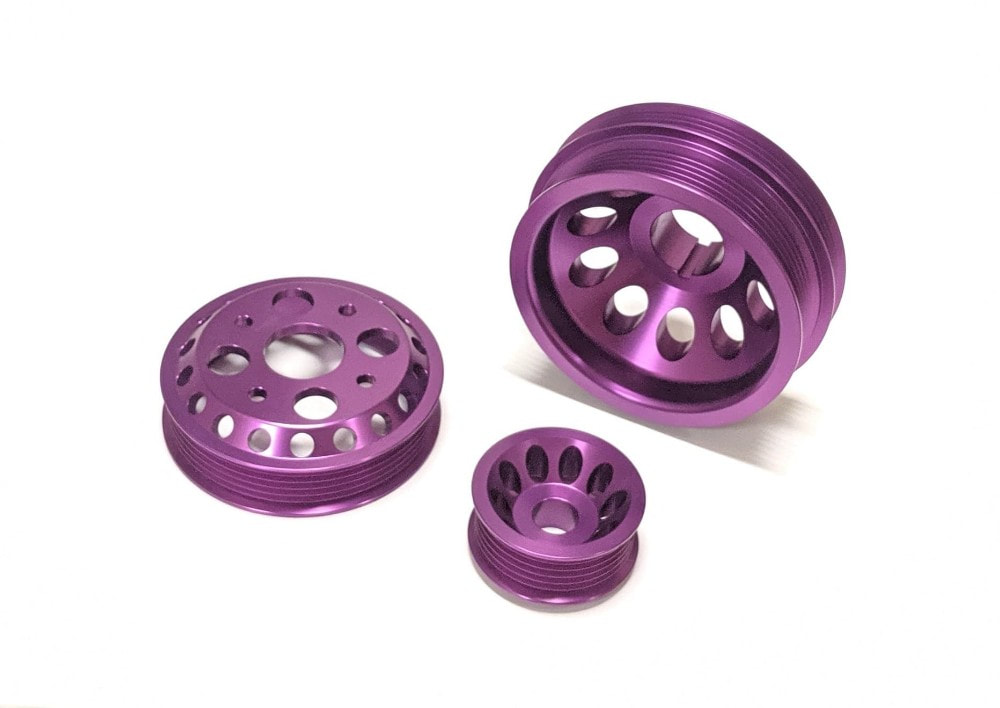 Performance Anodized Purple Aluminum Engine Pulley Wheel Kit For Nissan 350Z/Infiniti G35 